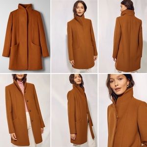 Aritzia Wilfred Cocoon cashmere wool tan coat L